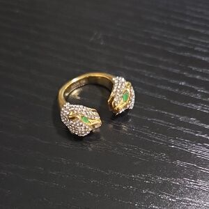 Rare Stainless Steel Double Panther Head Open Ring